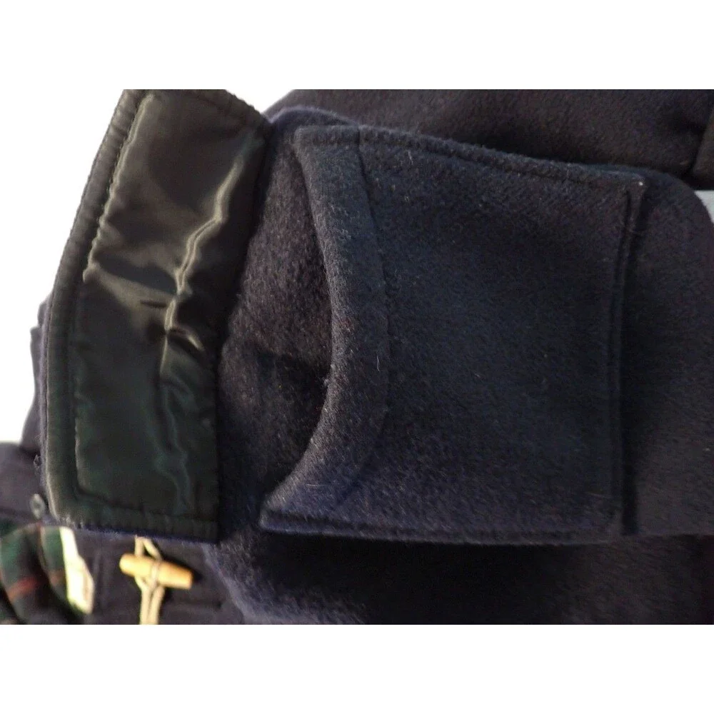 VTG Monty Gloverall Duffle Coat Mens XL Navy Wool Hooded Tartan Lined Toggle UK